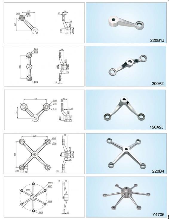 Glass Canopy Spider Fittings drawing