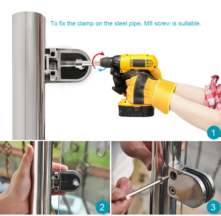 Holding Floor Mirror Stainless Steel Rail Adjustable Profile Fitting Glass Clamp 316