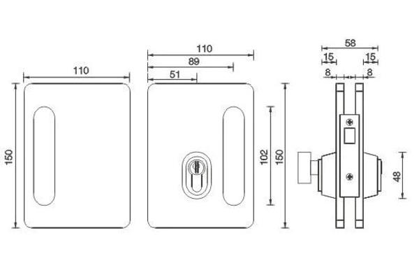 Slide Bolt Latch frameless glass door Lock