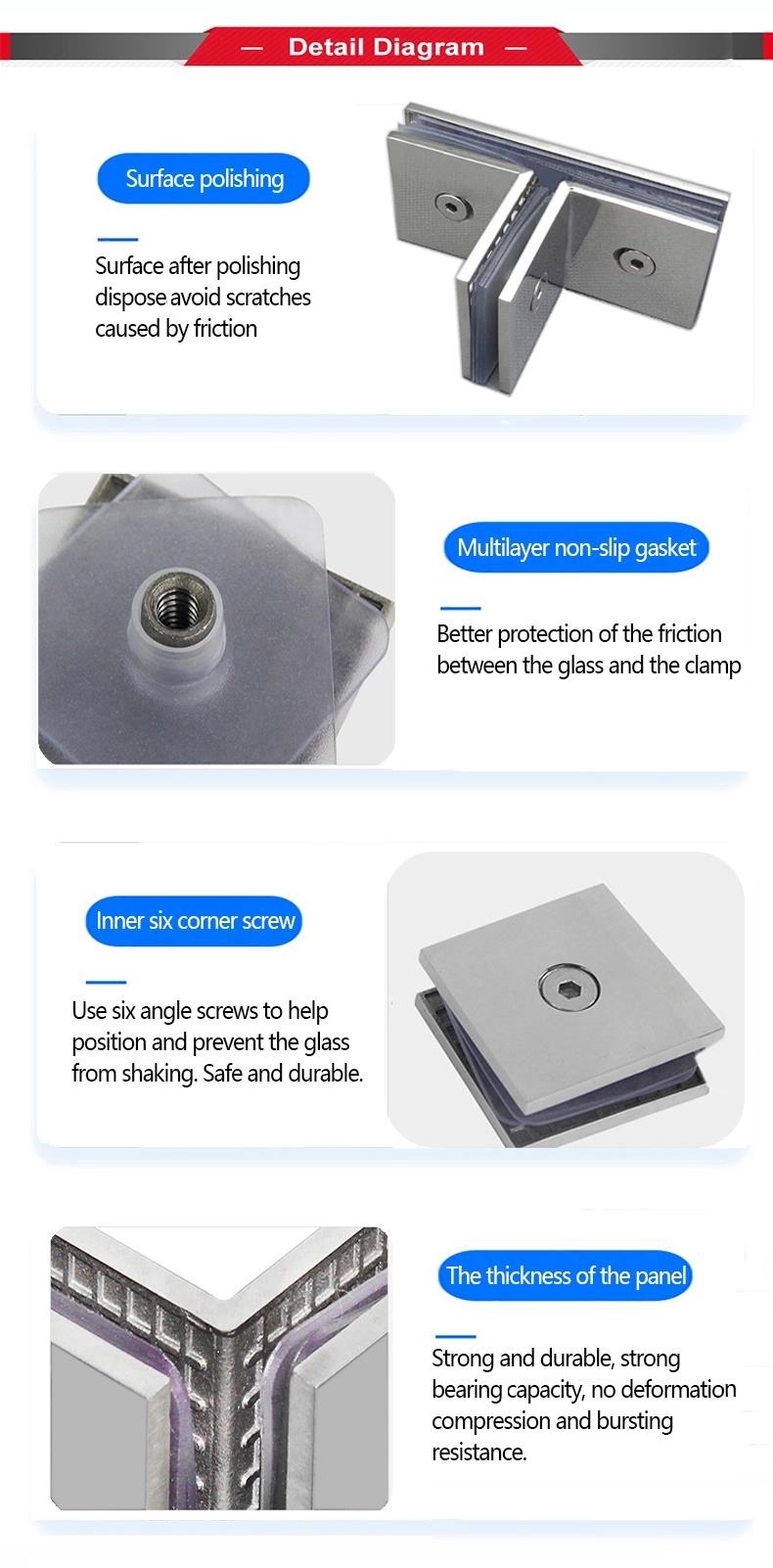 frameless glass clamp hinge 